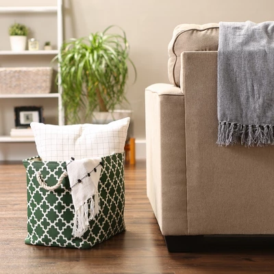 Design Imports Polyester Bin Lattice Hunter Green Rectangle Large 17.5X12X15 4 Design Imports Polyester Bin Lattice Hunter Green Rectangle Large 17.5X12X15 - Image 4