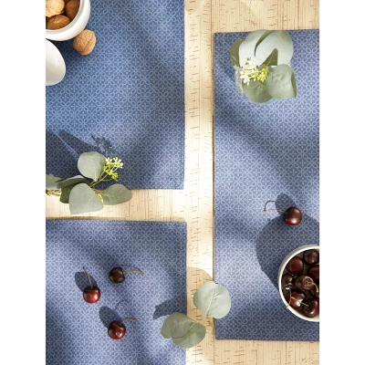 Design Imports French Blue Tonal Lattice Print Outdoor Placemat Set/6 6 Design Imports French Blue Tonal Lattice Print Outdoor Placemat Set/6 - Image 6