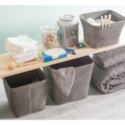 Design Imports Poly Bin Zig-Zag Stitch Variegated Gray Trapezoid 12X10X8 Set/2 -Design Imports GUEST 4c588ad5 6149 493e ad31 85823276988d