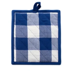 Design Imports Navy Buffalo Check Potholder (Set Of 2)