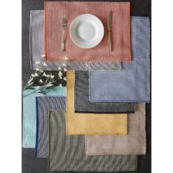 DII Ribbed Two-Tone Placemat Set 6 Piece, Vintage Red, 13x19" -Design Imports GUEST 4c6350f4 7386 41b2 bf82 4551f326f609
