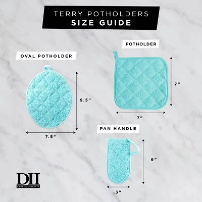 Design Imports Terry Solid Potholder Set 3 Piece Aqua 7X7" 1 Design Imports Terry Solid Potholder Set 3 Piece Aqua 7X7"