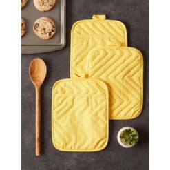 Design Imports Quilted Potholder Set 3 Piece Yellow 7X9" -Design Imports GUEST 4d6ce4ba 4d34 4a8a 8371 58c7bce82ecd