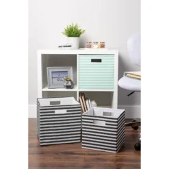 Polyester Cube Pinstripe Black Square 13x13x13 -Design Imports GUEST 4dab0f91 a08e 4fe1 9995 e34066c13994