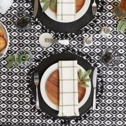 Design Imports Black Ikat Outdoor Tablecloth With Zipper 60 Round -Design Imports GUEST 4e03f421 398b 40b1 8c9e 4bb6873e7f2b