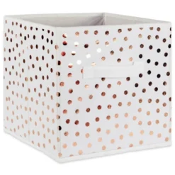 Design Imports Nonwoven Polyester Cube 13X13X13 Small Dots White/Copper Set/2