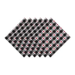 Design Imports Hearts Dobby Check Napkin Set/6