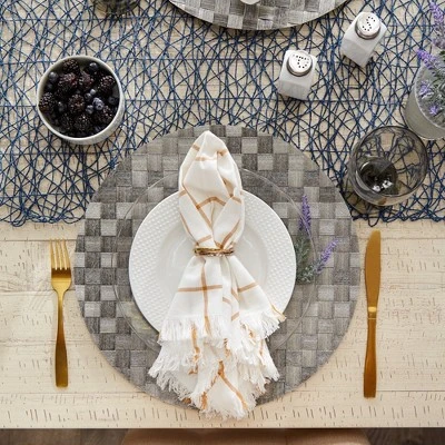 Design Imports Gray Basketweave Round Woven Placemat Set/4 6 Design Imports Gray Basketweave Round Woven Placemat Set/4 - Image 6