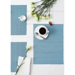 DII PVC Textured Twill Placemat Set 6 Piece, Storm Blue, 13x17.25" -Design Imports GUEST 4ecad816 6a39 4e2b b2df c4e8fe55081f