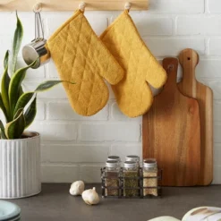 Design Imports Terry Solid Oven Mitt Set 2 Piece Honey Gold 7X13" -Design Imports GUEST 4ef78ca1 1cc0 4604 af78 8056c656f646