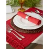 DII Variegated Fringe Placemat Set 8 Piece, Tango Red, MT 13x19", NP 20x20"