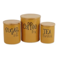 Design Imports Honey Gold Coffee/Sugar/Tea Ceramic Canister Set/3 21 Design Imports Honey Gold Coffee/Sugar/Tea Ceramic Canister Set/3 -Design Imports GUEST 4f38bf41 6545 4dc8 bf13 df8efe22374b