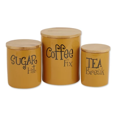 Design Imports Honey Gold Coffee/Sugar/Tea Ceramic Canister Set/3 11 Design Imports Honey Gold Coffee/Sugar/Tea Ceramic Canister Set/3 - Image 11