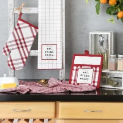 Design Imports Home Sweet Farmhouse Oven Mitt, Potholder And Dishtowel Kitchen Set 4 Piece, Barn Red 12 Design Imports Home Sweet Farmhouse Oven Mitt, Potholder And Dishtowel Kitchen Set 4 Piece, Barn Red -Design Imports GUEST 506a55ab 986f 4a84 9294 67bcd1d6eb81