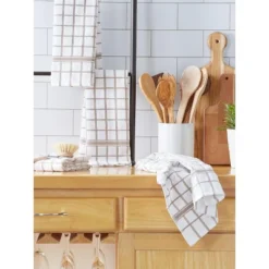 Design Imports Terry Windowpane Dishtowel Set 4 Piece, 16X26", Stone -Design Imports GUEST 50d07617 df59 4d2e bc23 7256b226c69e