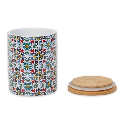 Design Imports Floral Tile Ceramic Canister Set/3 2 Design Imports Floral Tile Ceramic Canister Set/3 - Image 2