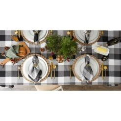 Design Imports Black Tri Color Check Tablecloth 60X120 -Design Imports GUEST 51714a19 dd08 4693 aa02 70b28c783522 2