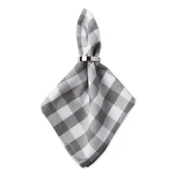 Design Imports Gray/White Checkers Napkin Set/6