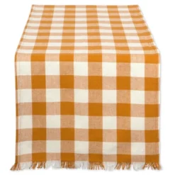 Design Imports Heavyweight Check Fringe Table Runner, Pumpkin Spice, 14X108" -Design Imports GUEST 522afb01 ad1b 494d 81b7 03eb9a9423cb