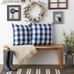 2pk 20"x20" Oversize Buffalo Check Square Throw Pillows Navy/Off White - Design Imports 7 2pk 20"x20" Oversize Buffalo Check Square Throw Pillows Navy/Off White - Design Imports -Design Imports GUEST 52865512 3bab 4311 8250 d084b79e7a78