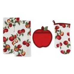Design Imports Oven Mitt, Potholder And Dishtowel Kitchen Set 4 Piece, Apple Orchard -Design Imports GUEST 5295db93 73b7 4262 91cd 31928dd9c934