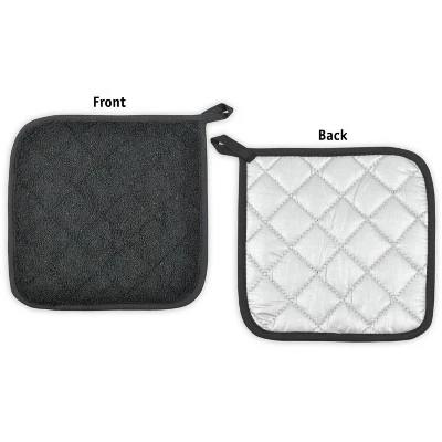 Design Imports Terry Solid Potholder Set 3 Piece Gray 7X7" 2 Design Imports Terry Solid Potholder Set 3 Piece Gray 7X7" - Image 2