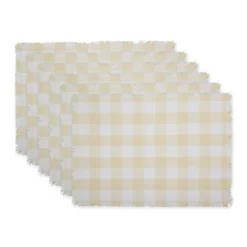 Design Imports Natural Heavyweight Check Fringed Placemat Set/6 -Design Imports GUEST 52d534cf 2973 4474 a78b 86d3d0ffe5cb