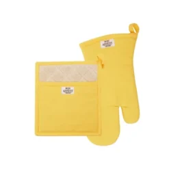 Design Imports Chino Oven Mitt & Potholder Kitchen Set/2, Yarrow Yellow -Design Imports GUEST 52dc5e17 06bd 4f81 bc85 c131d60ee1ec