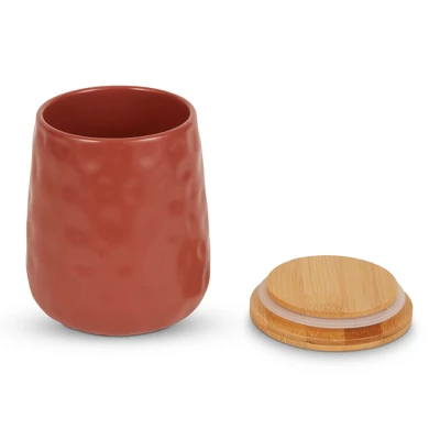 Design Imports Cinnamon Matte Dimple Texture Ceramic Canister Set/2 2 Design Imports Cinnamon Matte Dimple Texture Ceramic Canister Set/2 - Image 2