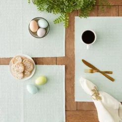 Design Imports Misty Blue Dobby Dots Rib Placemat Set/6 -Design Imports GUEST 545fe190 b3bb 47f9 809e e0c698a82e63