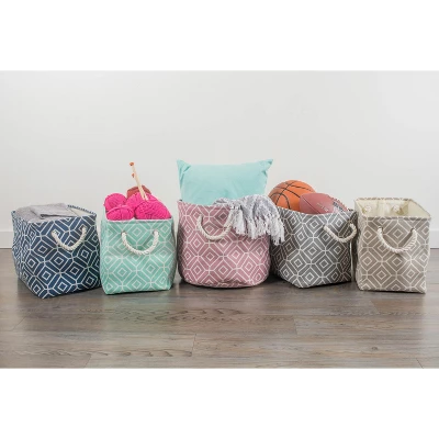 Design Imports Polyester Bin Stained Glass Aqua Rectangle Large 17.5X12X15 3 Design Imports Polyester Bin Stained Glass Aqua Rectangle Large 17.5X12X15 - Image 3