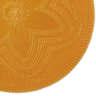 DII Round Floral Placemat Set 6 Piece, Honey Gold, 15" Dia 4 DII Round Floral Placemat Set 6 Piece, Honey Gold, 15" Dia - Image 4