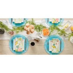 DII Fringe Placemat Set 6 Piece, Aqua, 14.75" Dia -Design Imports GUEST 54a36544 2745 4a0a bd12 5b9174a0338b