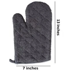 Design Imports Terry Solid Oven Mitt Set 2 Piece Mineral Gray 7X13"