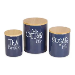 Design Imports Nautical Blue Coffee/Sugar/Tea Ceramic Canister Set/3 -Design Imports GUEST 54efad7b 90ec 4050 9cd0 57253ee962b9