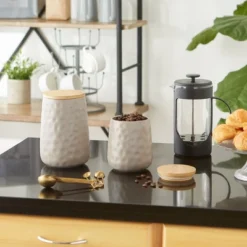 Design Imports Stone Matte Dimple Texture Ceramic Canister Set/2 -Design Imports GUEST 5639c42b a309 421f 812e 0349ceeab27d