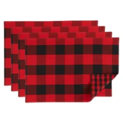 DII Buffalo Check Placemat Set 4 Piece, Red/Black, 13x19" -Design Imports GUEST 5656e120 c43c 49c4 b4e7 46f25836615b