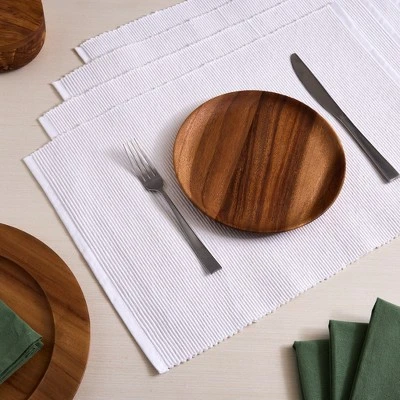 Design Imports Solid Ribbed Placemat Set/4, White 2 Design Imports Solid Ribbed Placemat Set/4, White - Image 2