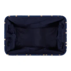Design Imports Polyester Bin Dots Gold / Nautical Blue Rectangle Medium 16X10X12