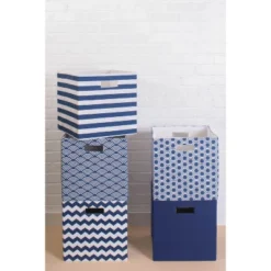Polyester Cube Solid Nautical Blue Square 13x13x13 -Design Imports GUEST 569613b7 1c6e 475a 9642 9cd729cab805