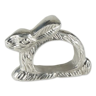 Design Imports Silver Rabbit Napkin Ring Set Of 4 3 Design Imports Silver Rabbit Napkin Ring Set Of 4 - Image 3