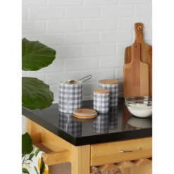 Design Imports Stonewash Blue & White Buffalo Check Ceramic Canister Set/3 21 Design Imports Stonewash Blue & White Buffalo Check Ceramic Canister Set/3 -Design Imports GUEST 56ba8e50 8454 4809 81a1 e1503ebb63fd
