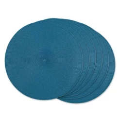 DII Solid Woven Placemat Set 6 Piece, Storm Blue, 15" Dia -Design Imports GUEST 57288796 7f85 4314 93f9 e31018842307