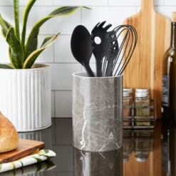 Design Imports Black Marble Ceramic Utensil Holder -Design Imports GUEST 576cea27 a19a 491b 96cb 5bd287f01f2f