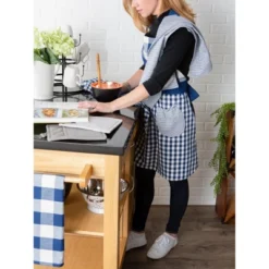 Design Imports Navy/Off White Gingham Apron -Design Imports GUEST 578ee570 e239 480c b0f7 b90ab0cc652b