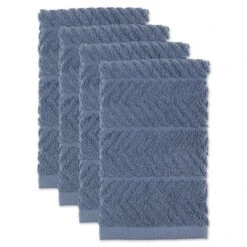 Design Imports Bar Mop Dishtowel Set 4 Piece, Stonewash Blue, 16X19"