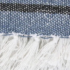 50"x60" Farmhouse Striped Throw Blanket Blue - Design Imports: Cozy Cotton, Machine Washable