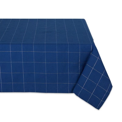 Design Imports Cotton Windowpane Check Tablecloth, Blue Metallic, 52X52" 6 Design Imports Cotton Windowpane Check Tablecloth, Blue Metallic, 52X52" - Image 6