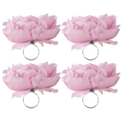 DII Peony Flower Napkin Ring Set 4 Piece, Pink -Design Imports GUEST 5a5ba5ad 7ab1 4387 af45 58a61e4e20a2