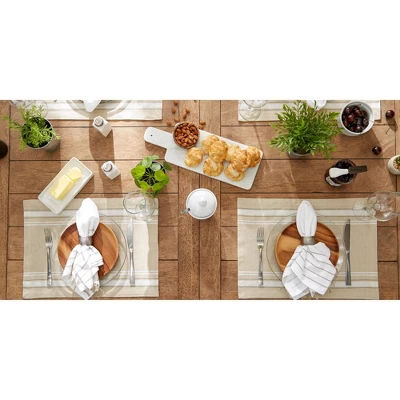 WHITE FRENCH STRIPE PLACEMAT SET/6 3 WHITE FRENCH STRIPE PLACEMAT SET/6 - Image 3